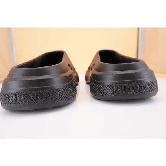 Prada Mellow Logo Waterproof Clog Mule Black rubber size 40 10 New $575 - Picture 5 of 10